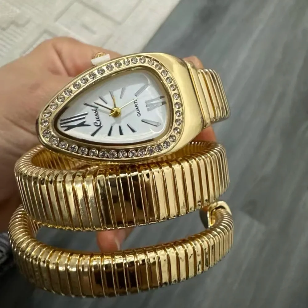 Anthropologie Gold Wrap-Around Crystal Accent Watch
